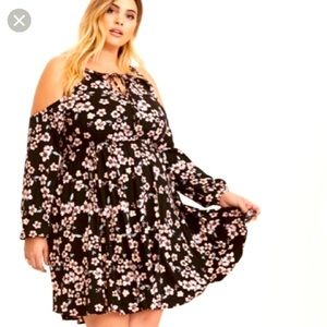 Torrid floral cold shoulder dress